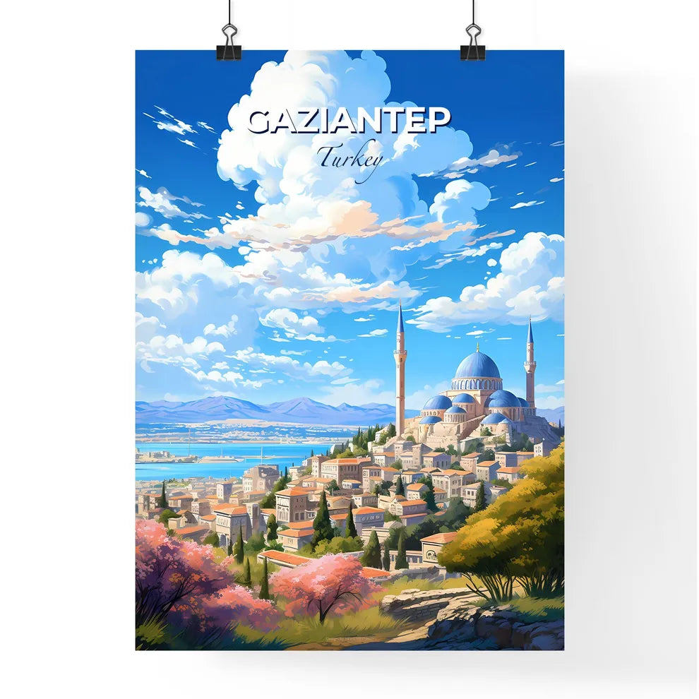 Gaziantep Turkey Skyline - A City With A Blue Dome And Towers - Customizable Travel Gift Default Title