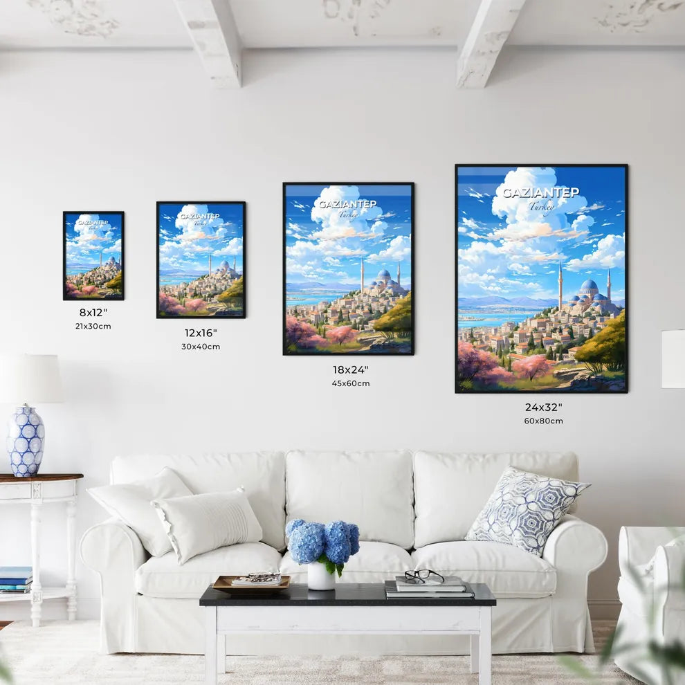 Gaziantep Turkey Skyline - A City With A Blue Dome And Towers - Customizable Travel Gift Default Title