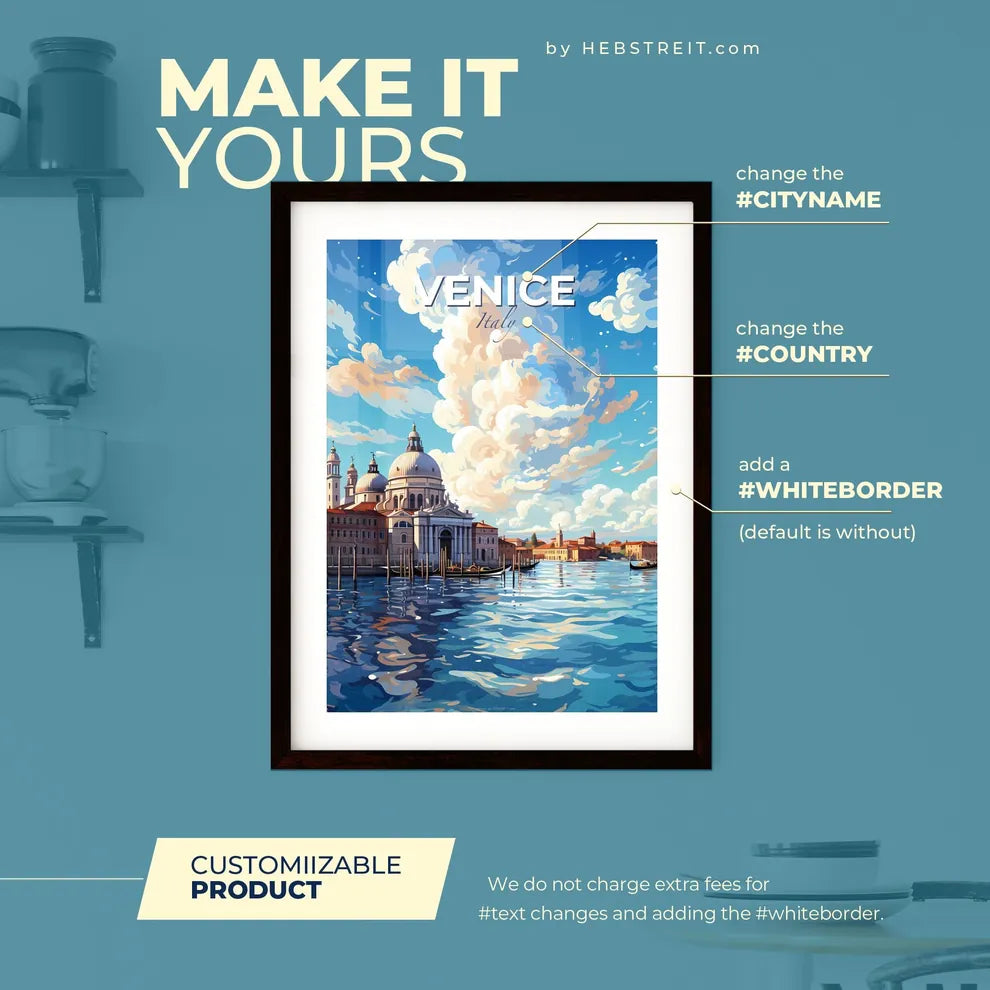 Venice Italy Skyline - A Water Next To A Building - Customizable Travel Gift Default Title