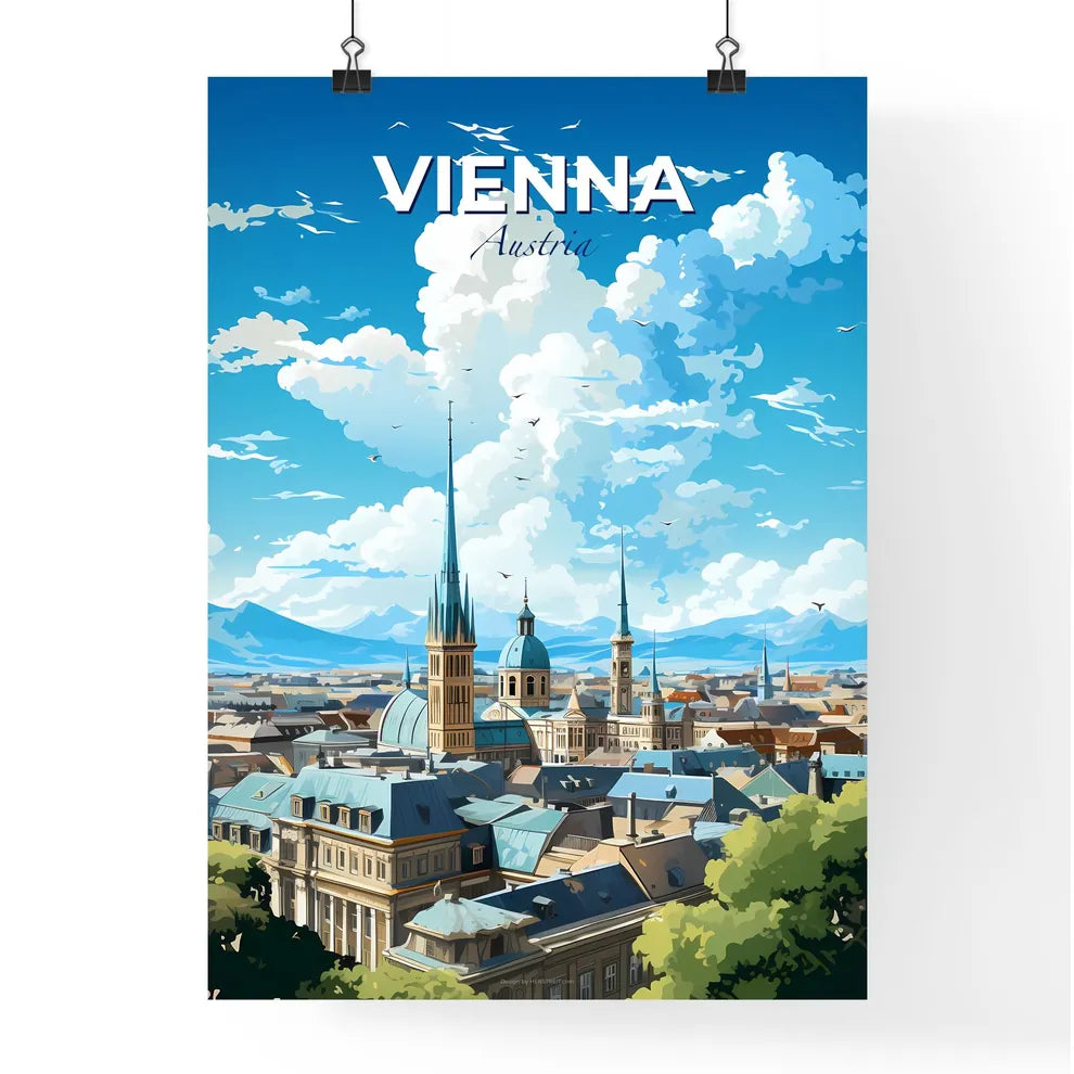 Vienna Austria Skyline - A City With A Steeple And Mountains In The Background - Customizable Travel Gift Default Title