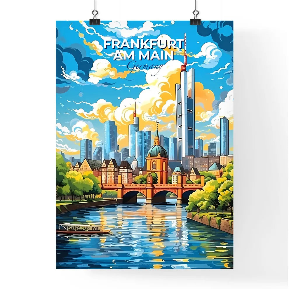 Frankfurt am Main Germany Skyline - A River With A Bridge And A City In The Background - Customizable Travel Gift Default Title