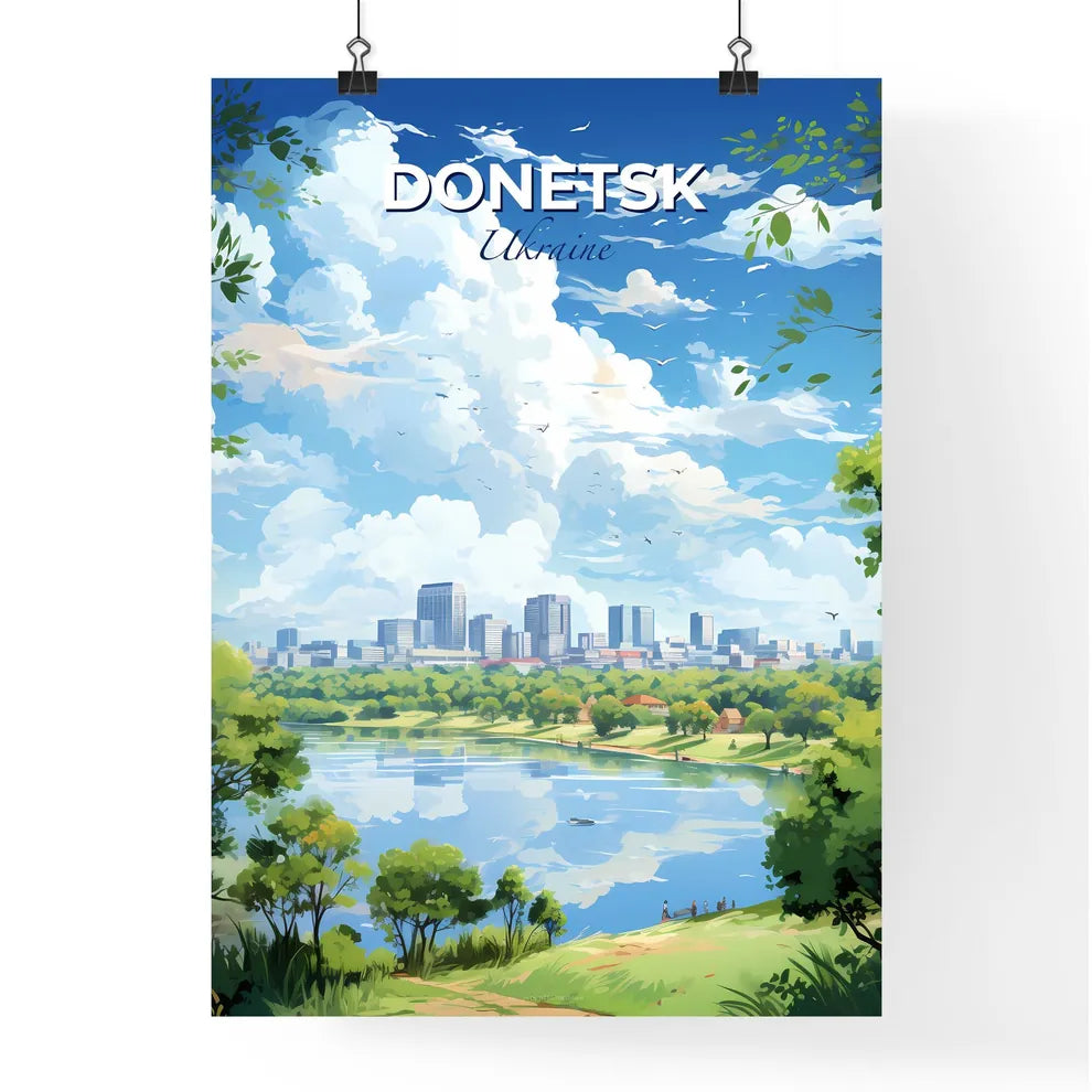 Donetsk Ukraine Skyline - A Cityscape With Trees And A Lake - Customizable Travel Gift Default Title
