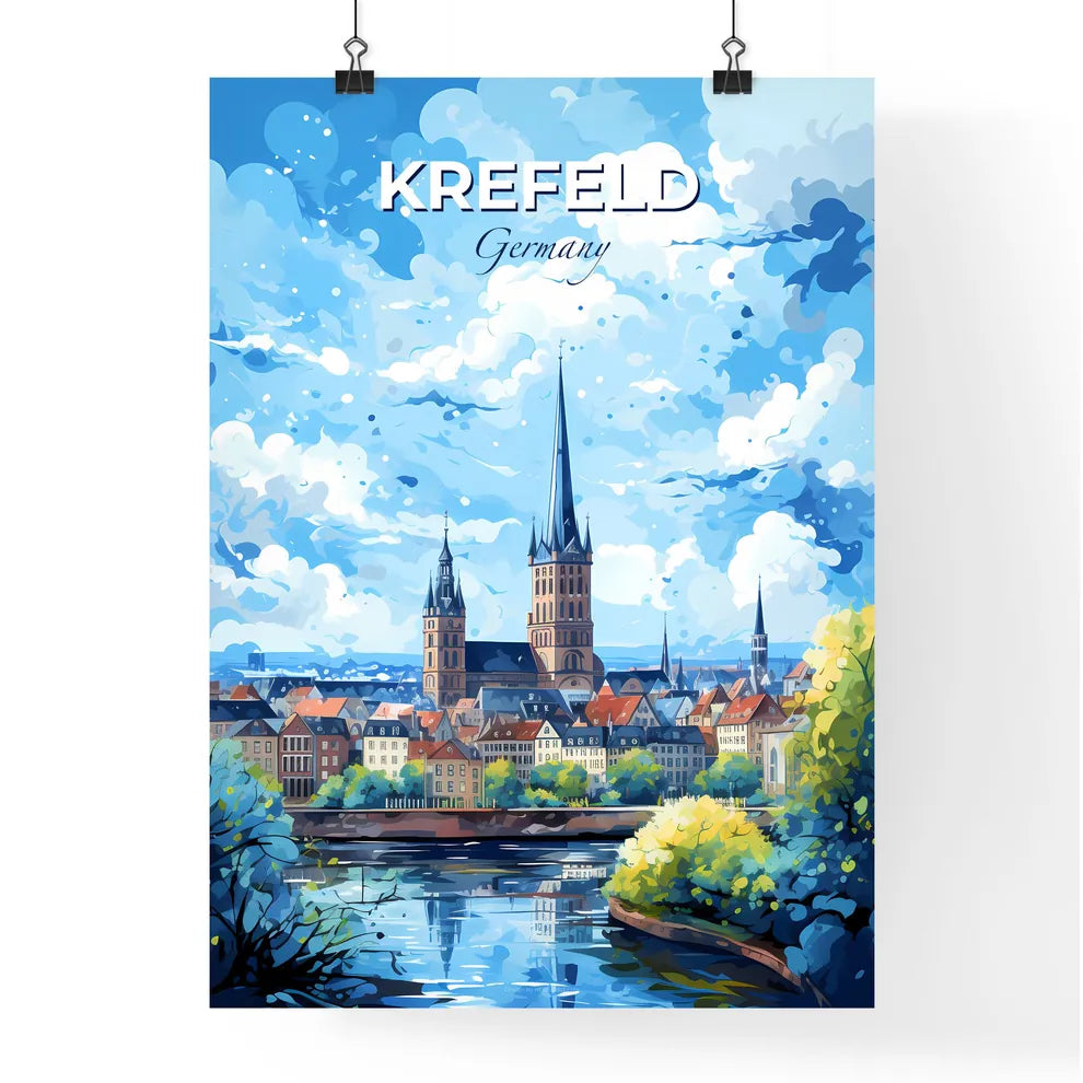 Krefeld Germany Skyline - A City With A Tower And A River - Customizable Travel Gift Default Title