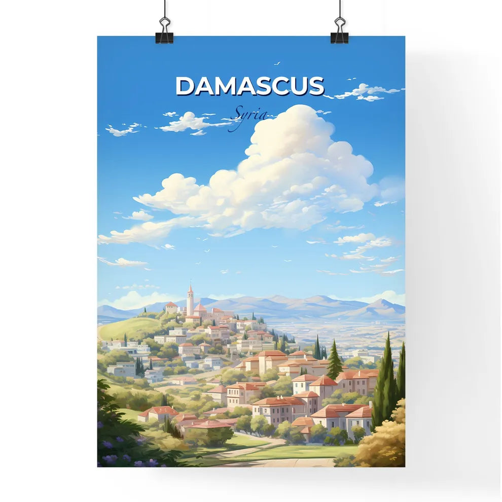 Damascus Syria Skyline - A Landscape Of A Town On A Hill - Customizable Travel Gift Default Title
