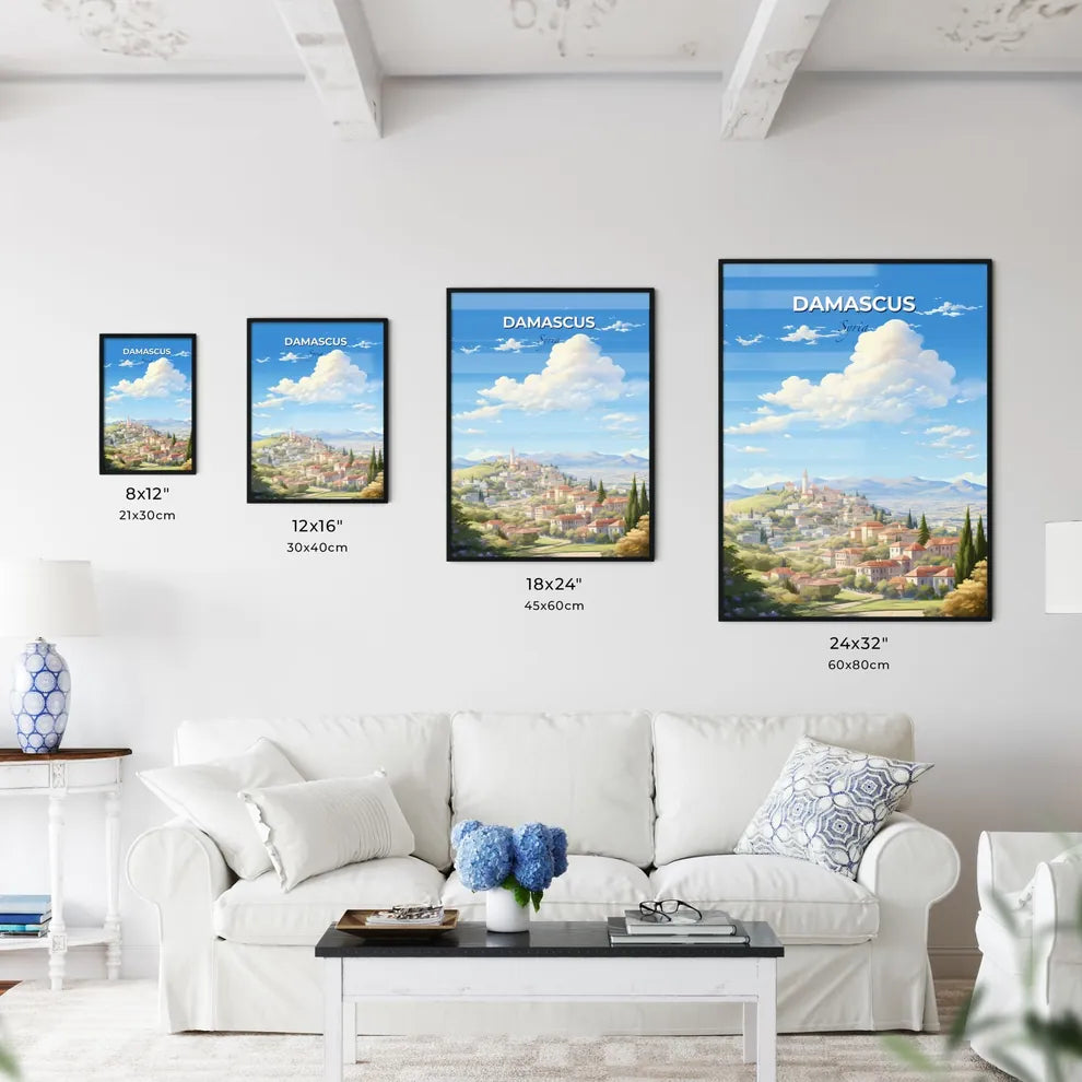 Damascus Syria Skyline - A Landscape Of A Town On A Hill - Customizable Travel Gift Default Title
