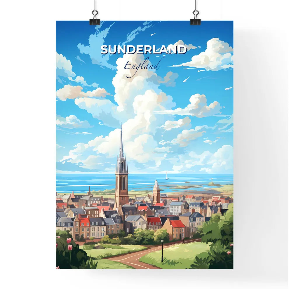 Sunderland England Skyline - A City With A Tall Tower And A Body Of Water - Customizable Travel Gift Default Title