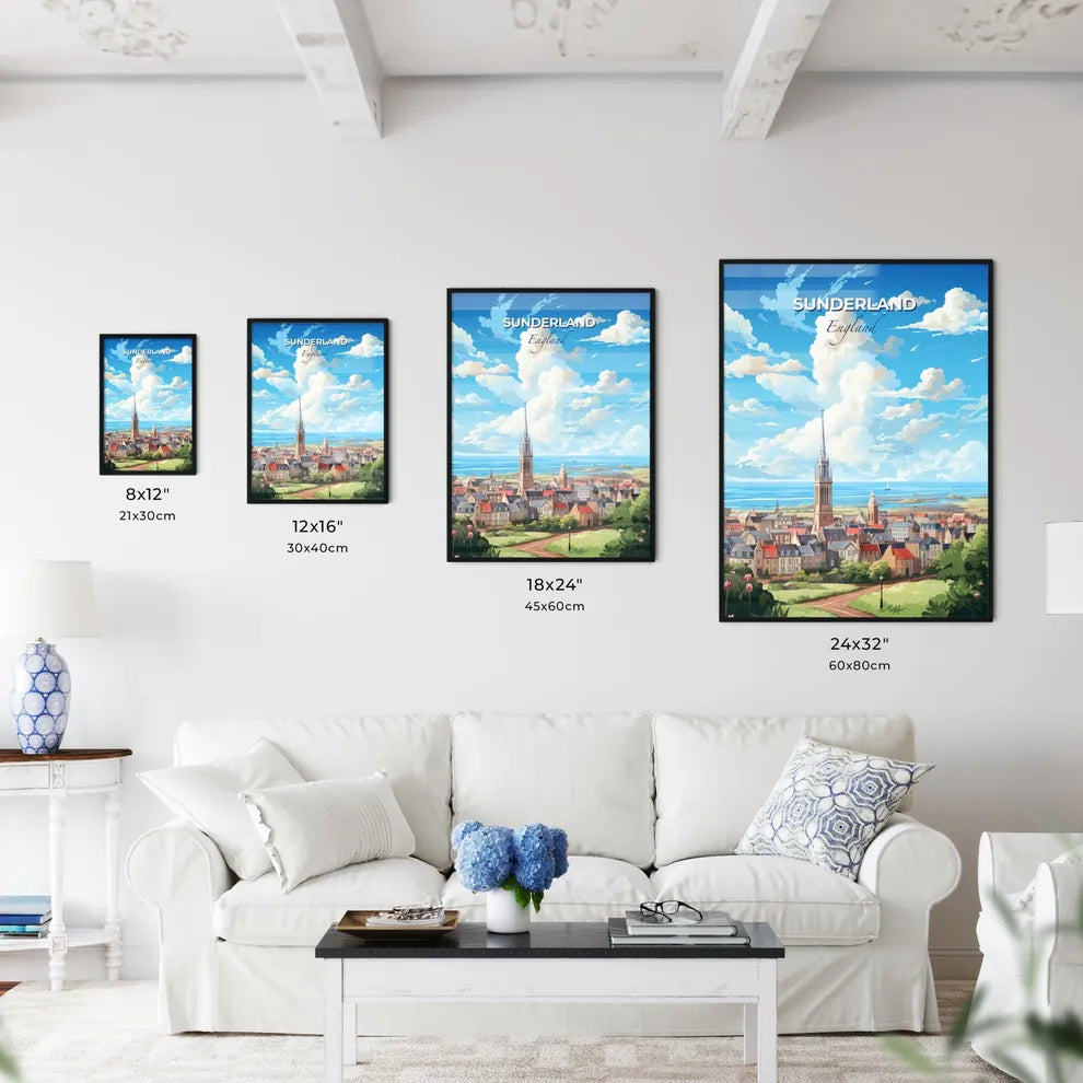 Sunderland England Skyline - A City With A Tall Tower And A Body Of Water - Customizable Travel Gift Default Title