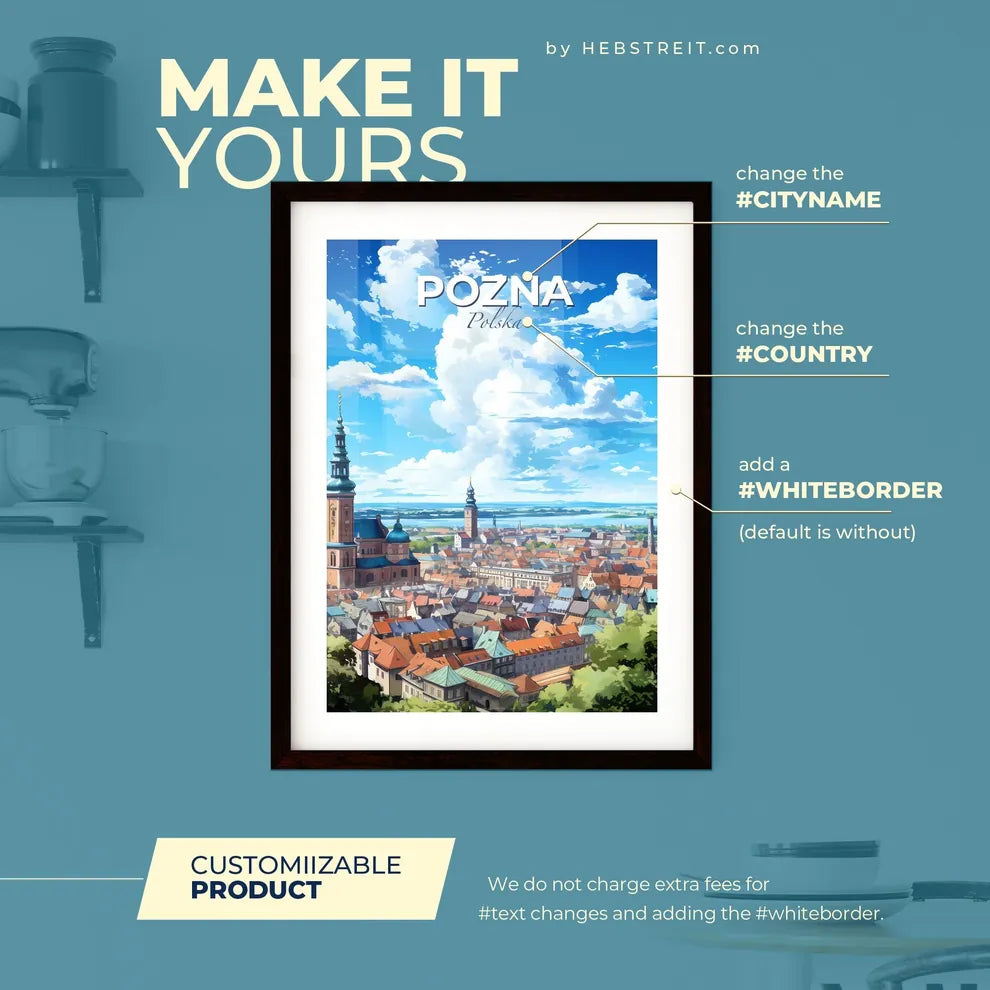 Pozna Polska Skyline - A City With Many Buildings And A River - Customizable Travel Gift Default Title