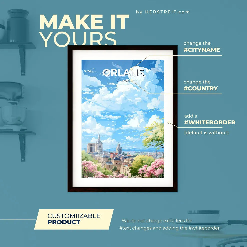 Orlans France Skyline - A Landscape Of A City With Trees And Buildings - Customizable Travel Gift Default Title