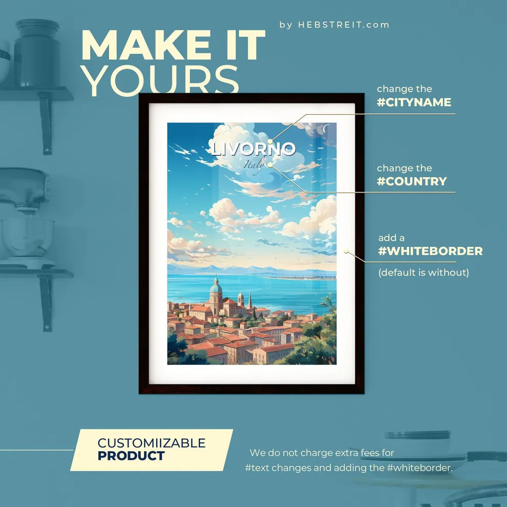 Livorno Italy Skyline - A City By The Water - Customizable Travel Gift Default Title