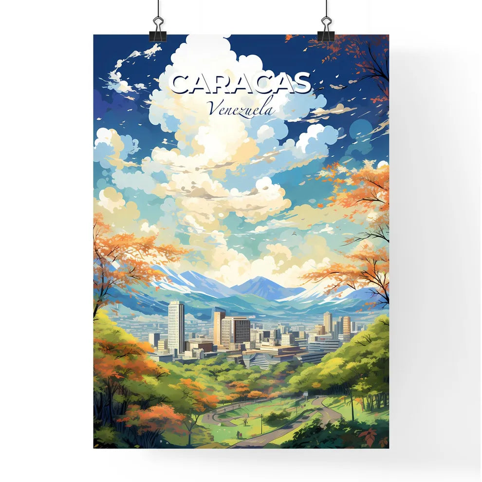 Caracas Venezuela Skyline - A City Landscape With Mountains And Trees - Customizable Travel Gift Default Title