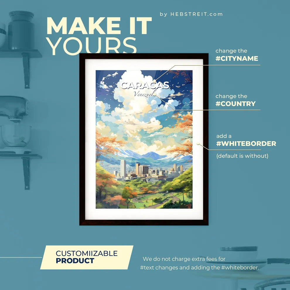 Caracas Venezuela Skyline - A City Landscape With Mountains And Trees - Customizable Travel Gift Default Title