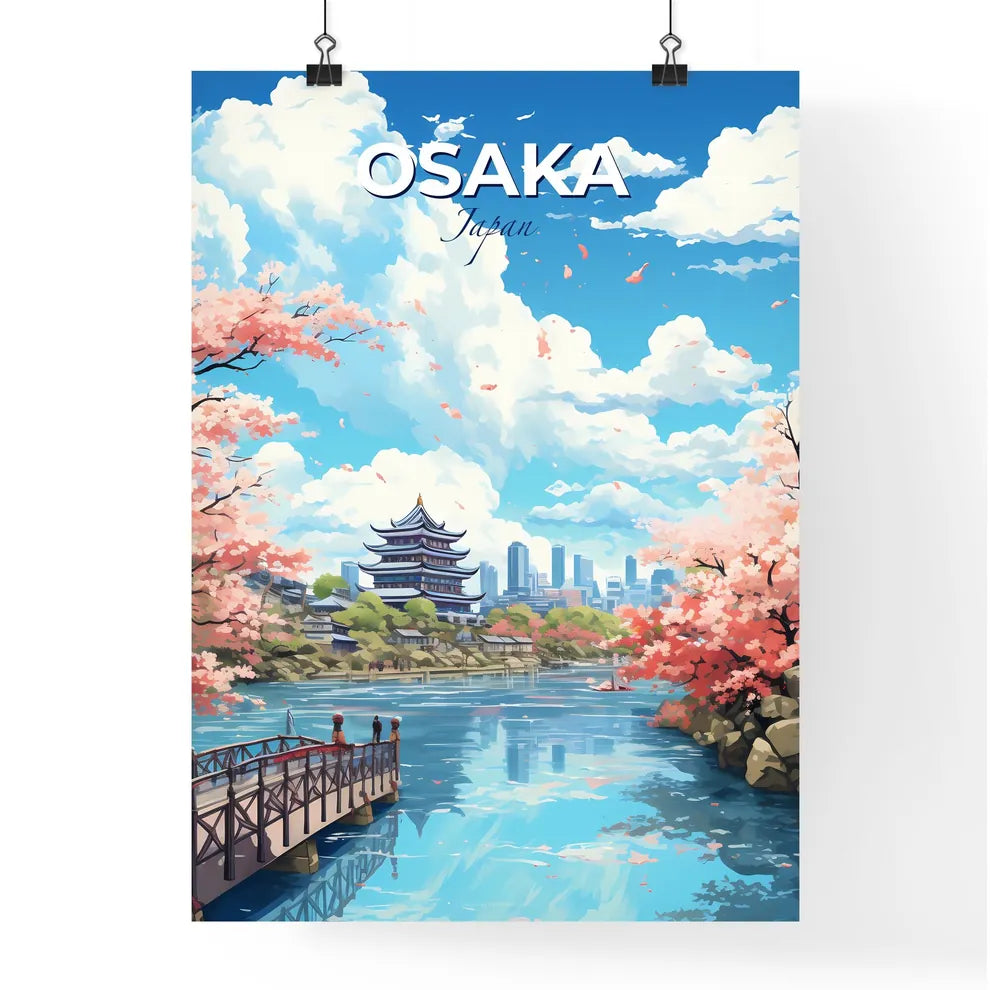 Osaka Japan Skyline - A River With A Bridge And A Building In The Background - Customizable Travel Gift Default Title