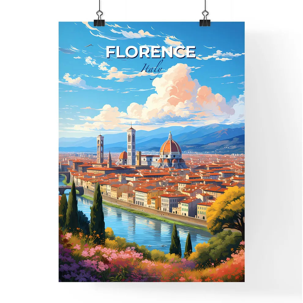 Florence Italy Skyline - A City With Red Roofs And A Bridge And Trees - Customizable Travel Gift Default Title