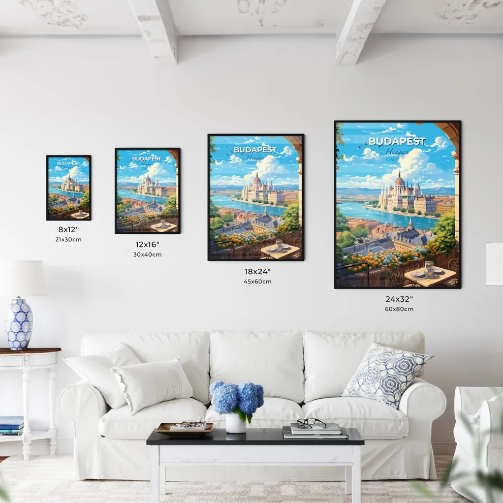 Budapest Hungary Skyline - A Castle With A River And Birds In The Sky - Customizable Travel Gift