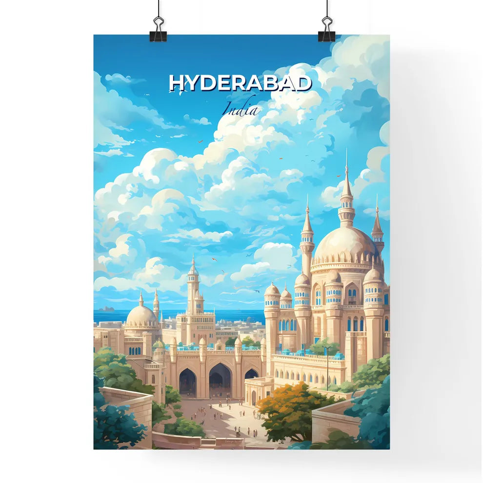 Hyderabad India Skyline - A Large Building With Towers And A Large Courtyard - Customizable Travel Gift Default Title