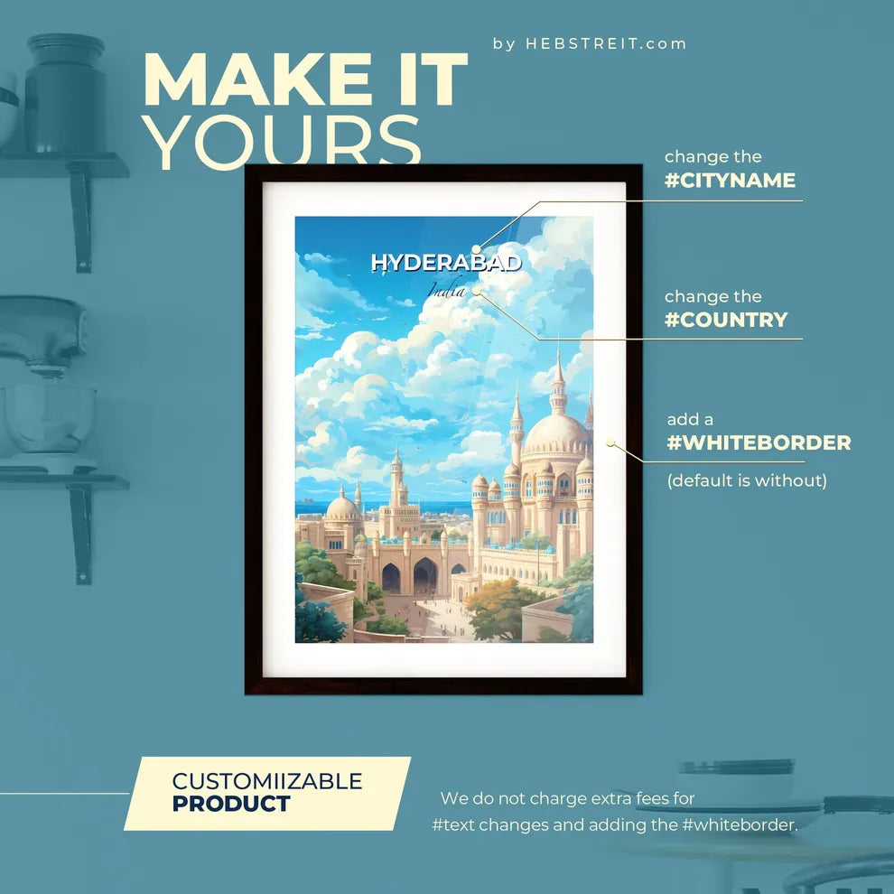 Hyderabad India Skyline - A Large Building With Towers And A Large Courtyard - Customizable Travel Gift Default Title