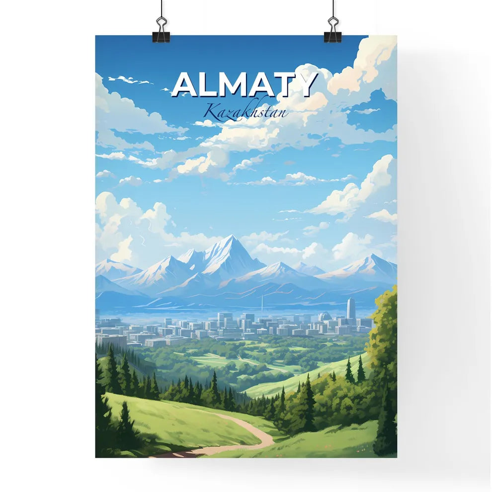 Almaty Kazakhstan Skyline - A Landscape Of A City And Mountains - Customizable Travel Gift Default Title