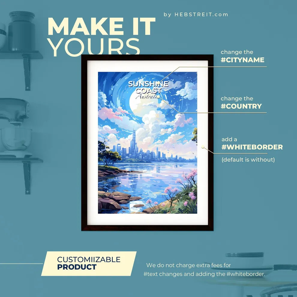 Sunshine Coast Australia Skyline - A City By The Water - Customizable Travel Gift Default Title