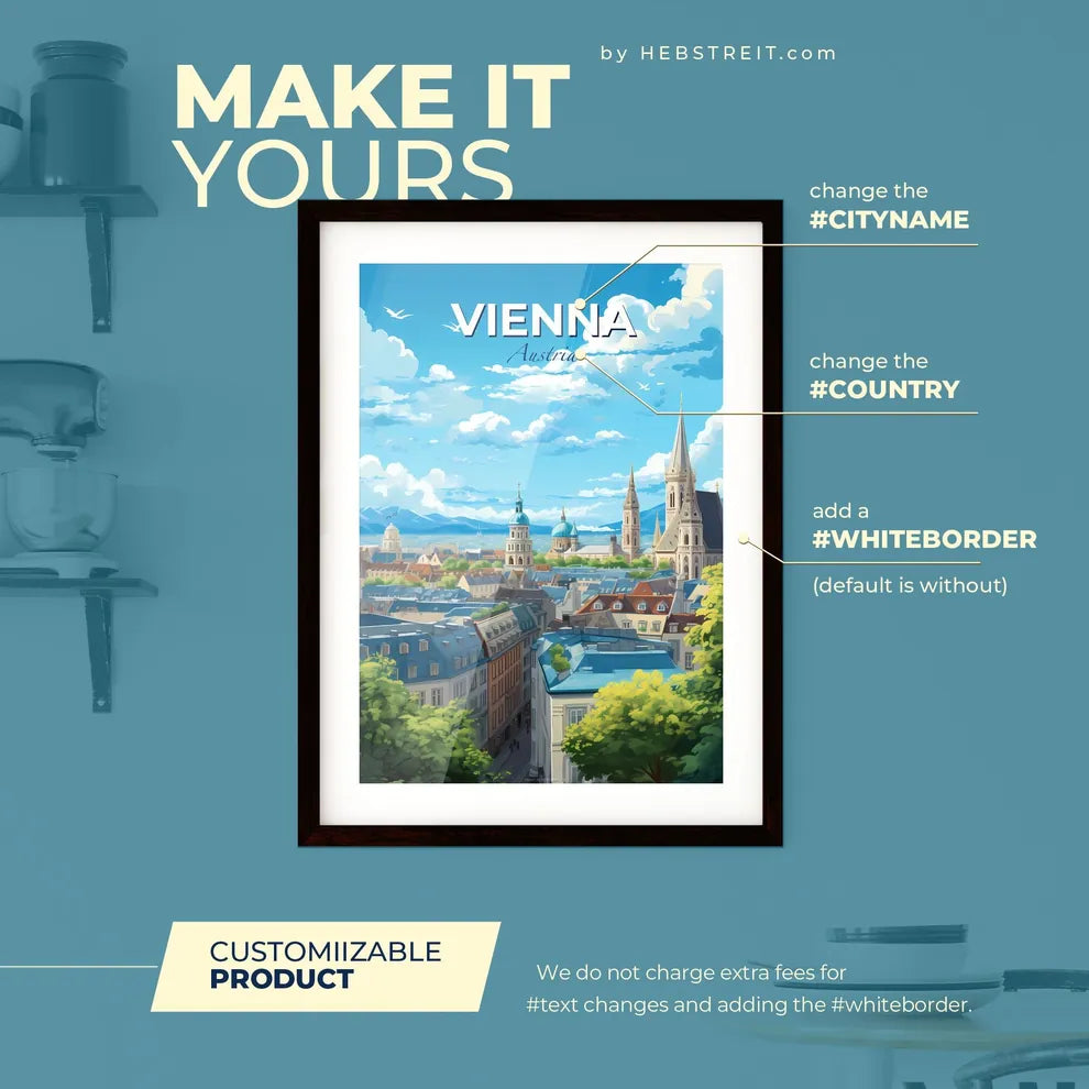 Vienna Austria Skyline - A City With Many Buildings And Trees - Customizable Travel Gift Default Title