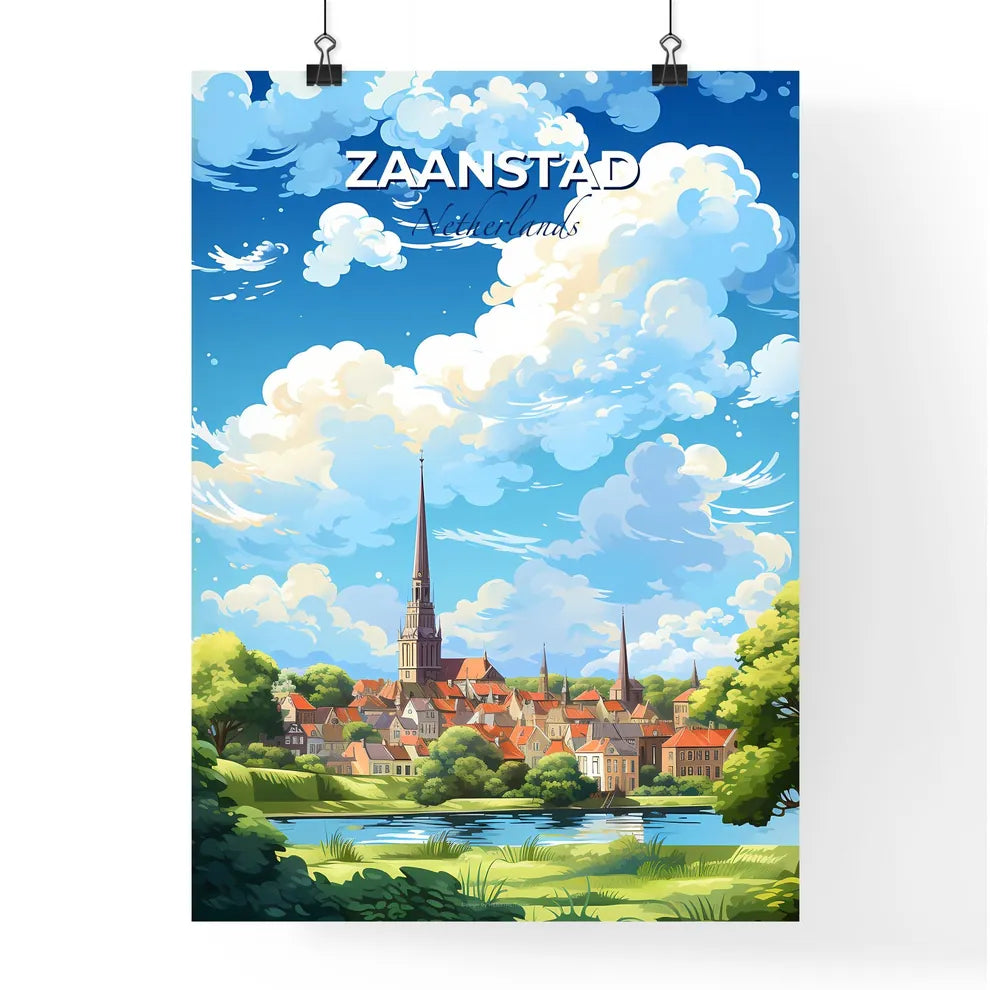 Zaanstad Netherlands Skyline - A City With A Tower And Trees And A Body Of Water - Customizable Travel Gift Default Title