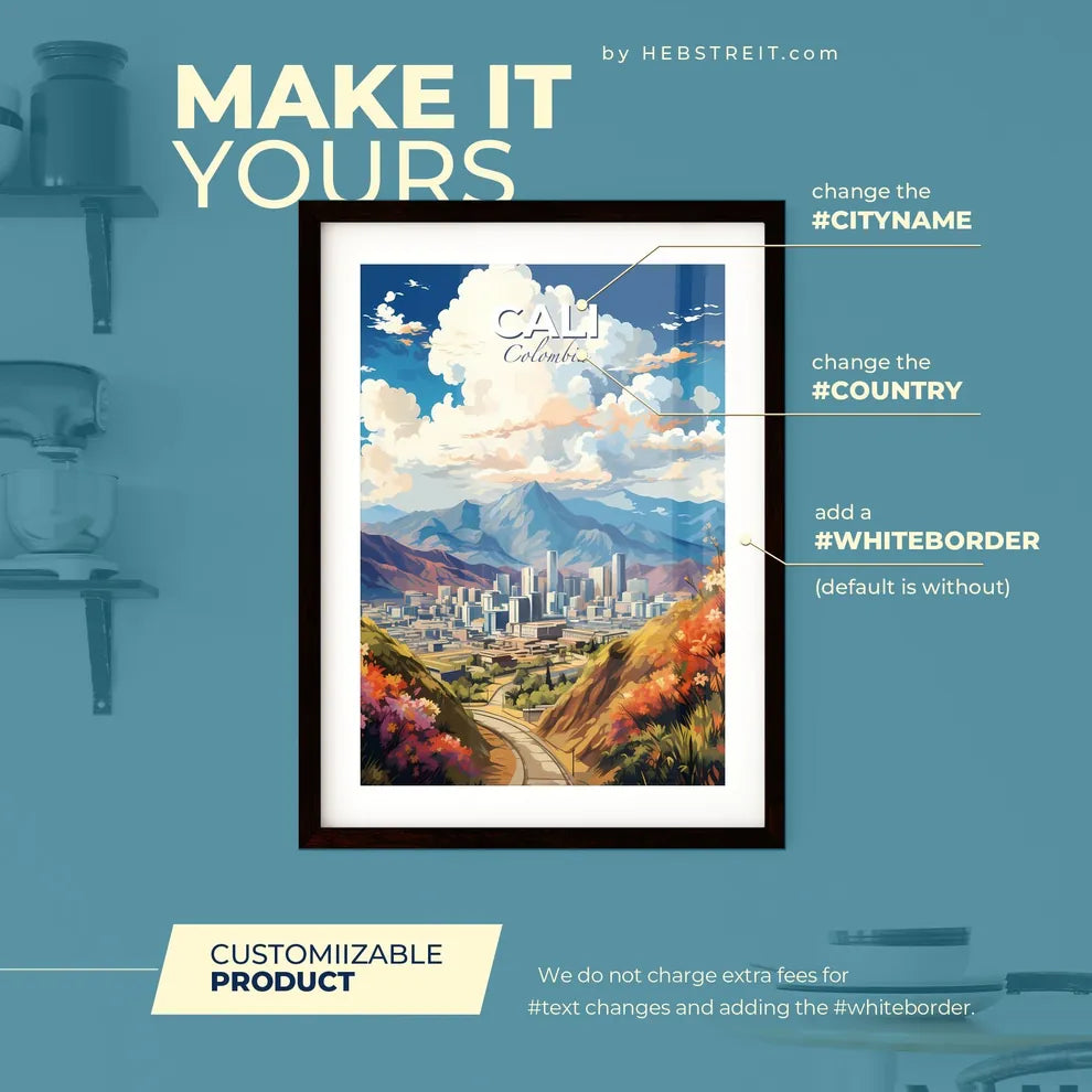 Cali Colombia Skyline - A Landscape Of A City And Mountains - Customizable Travel Gift Default Title