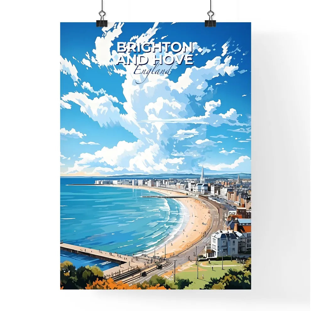 Brighton and Hove England Skyline - A Beach With Buildings And A Body Of Water - Customizable Travel Gift Default Title