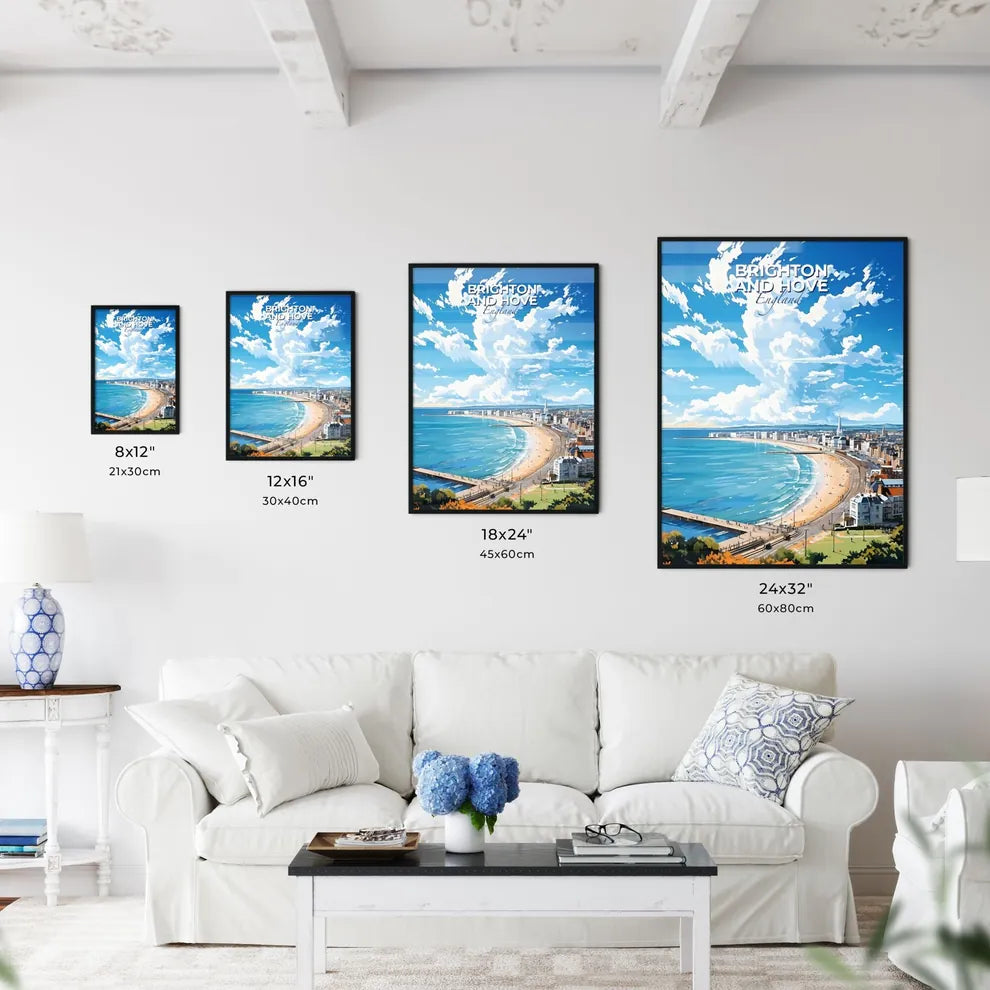 Brighton and Hove England Skyline - A Beach With Buildings And A Body Of Water - Customizable Travel Gift Default Title