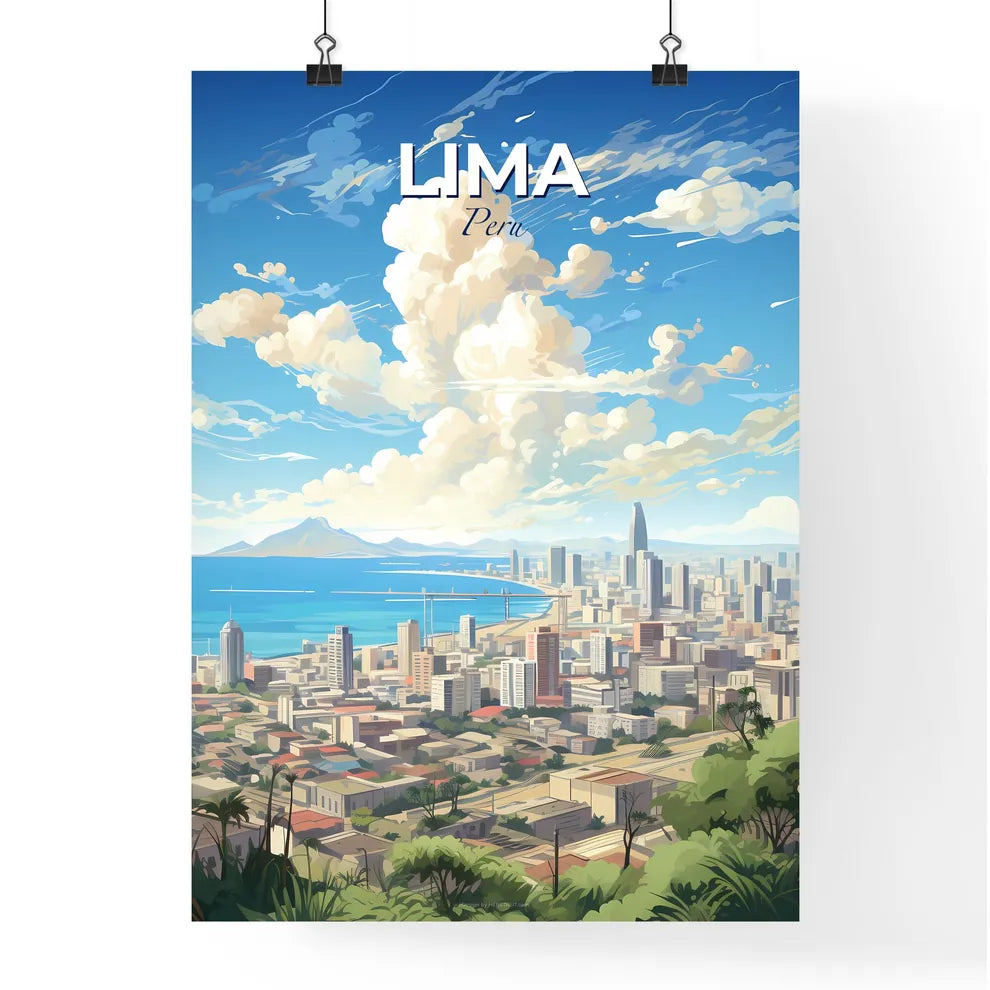 Lima Peru Skyline - A Cityscape With Trees And A Body Of Water - Customizable Travel Gift Default Title