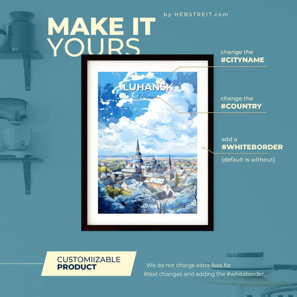 Luhansk Ukraine Skyline - A City With Many Towers And Trees - Customizable Travel Gift Default Title