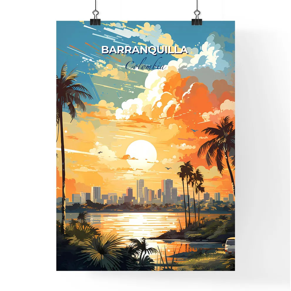 Barranquilla Colombia Skyline - A Sunset Over A City - Customizable Travel Gift Default Title