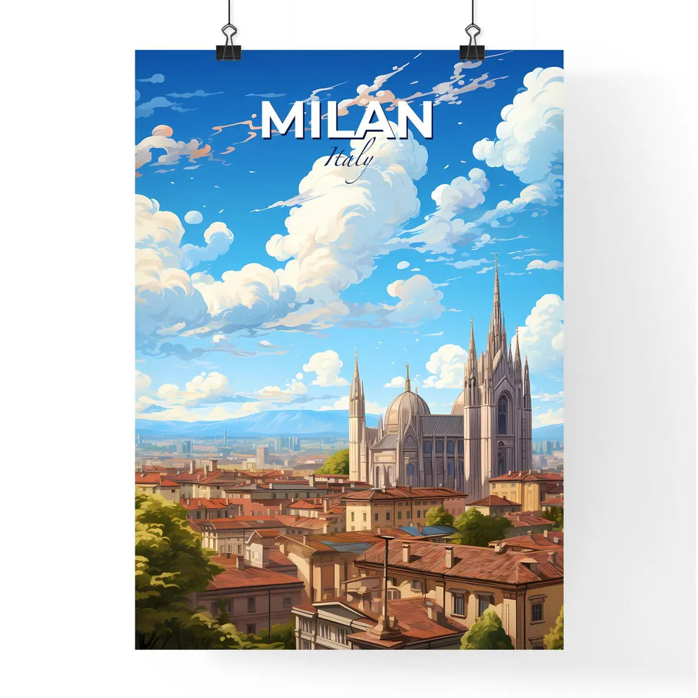 Milan Italy Skyline - A City With A Castle And A Large Building - Customizable Travel Gift Default Title