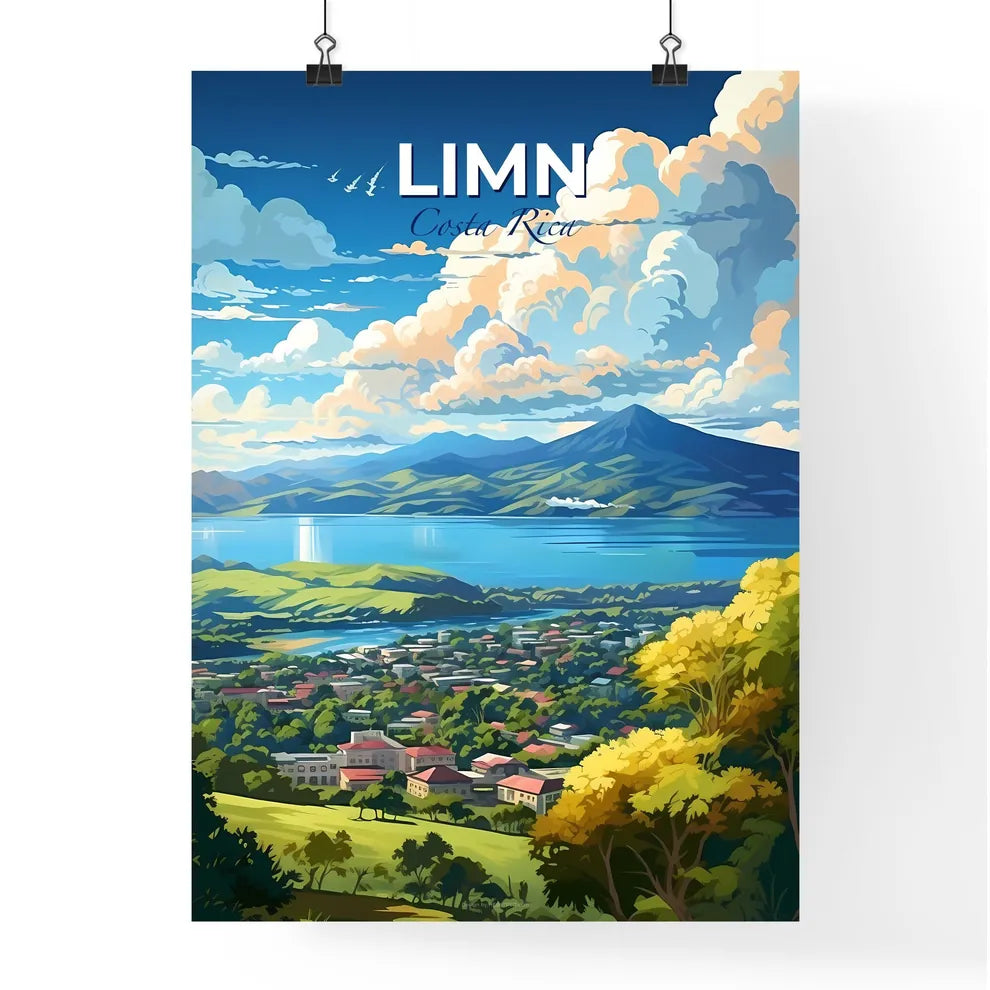 Limn Costa Rica Skyline - A Landscape Of A Town And A Lake - Customizable Travel Gift Default Title