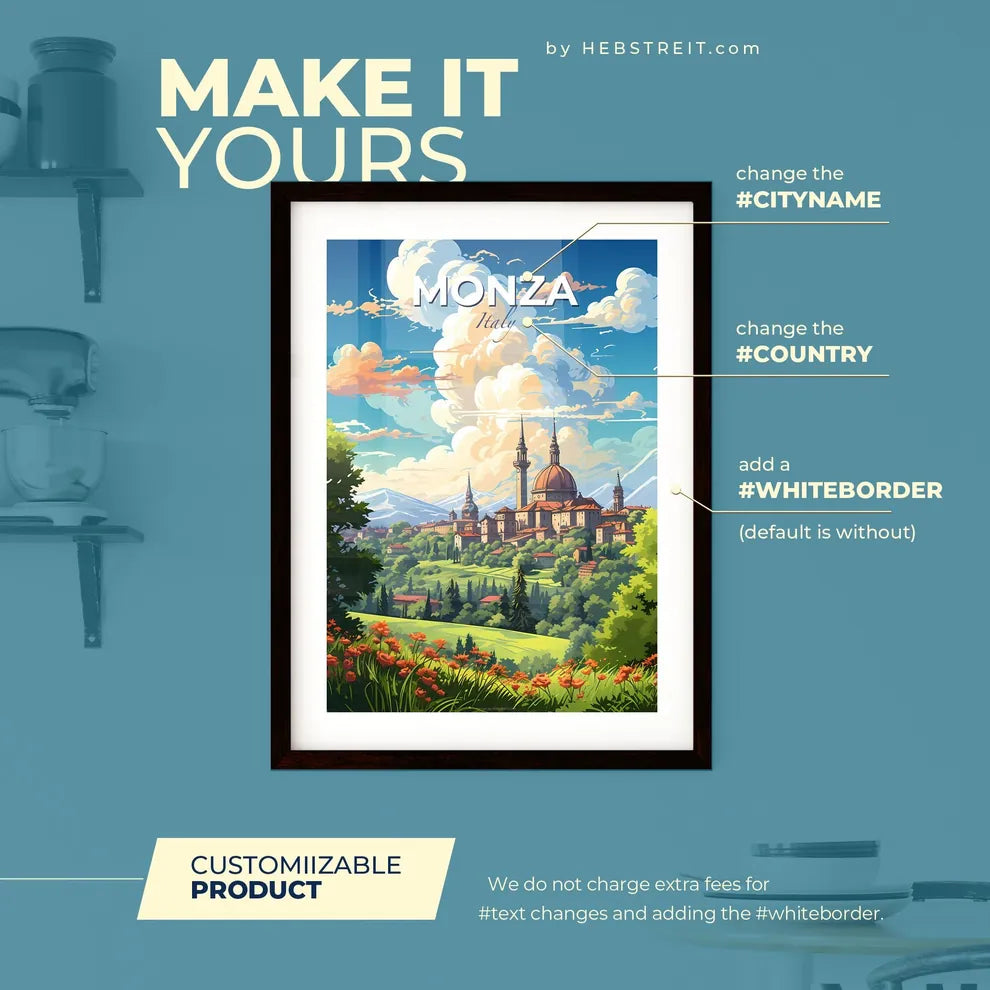 Monza Italy Skyline - A Landscape With A Castle And Trees - Customizable Travel Gift Default Title