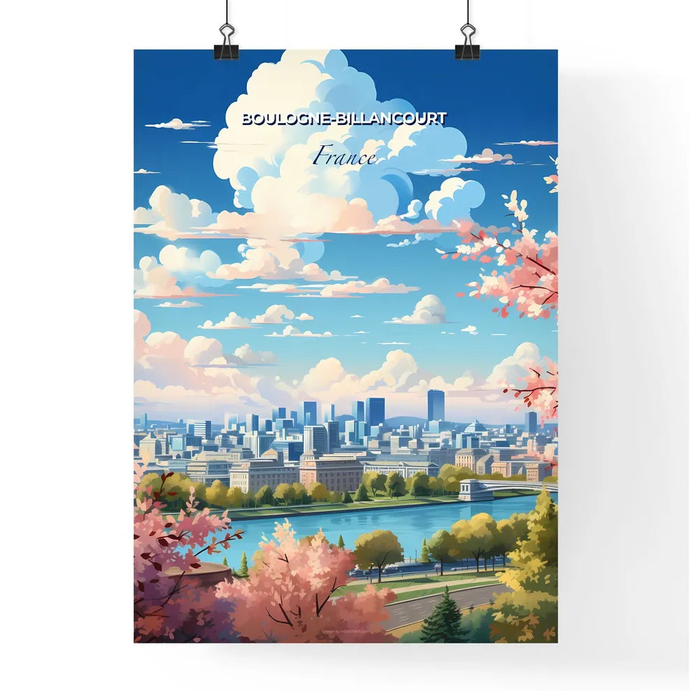 Boulogne-Billancourt France Skyline - A Cityscape With A River And Trees - Customizable Travel Gift Default Title