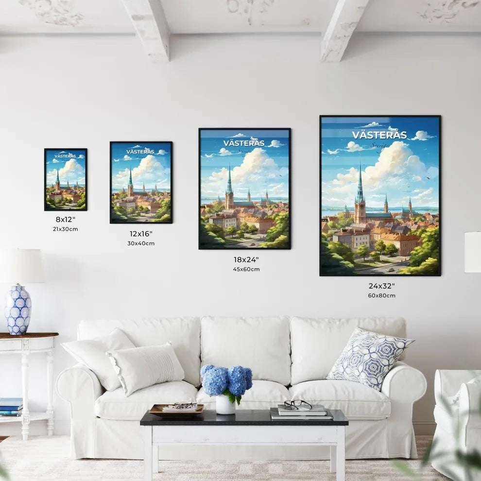 Vsters Sverige Skyline - A City With A Tall Spire And Trees - Customizable Travel Gift Default Title