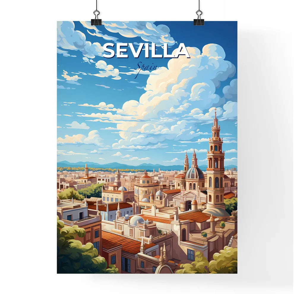 Sevilla Spain Skyline - A City With Towers And Trees - Customizable Travel Gift Default Title