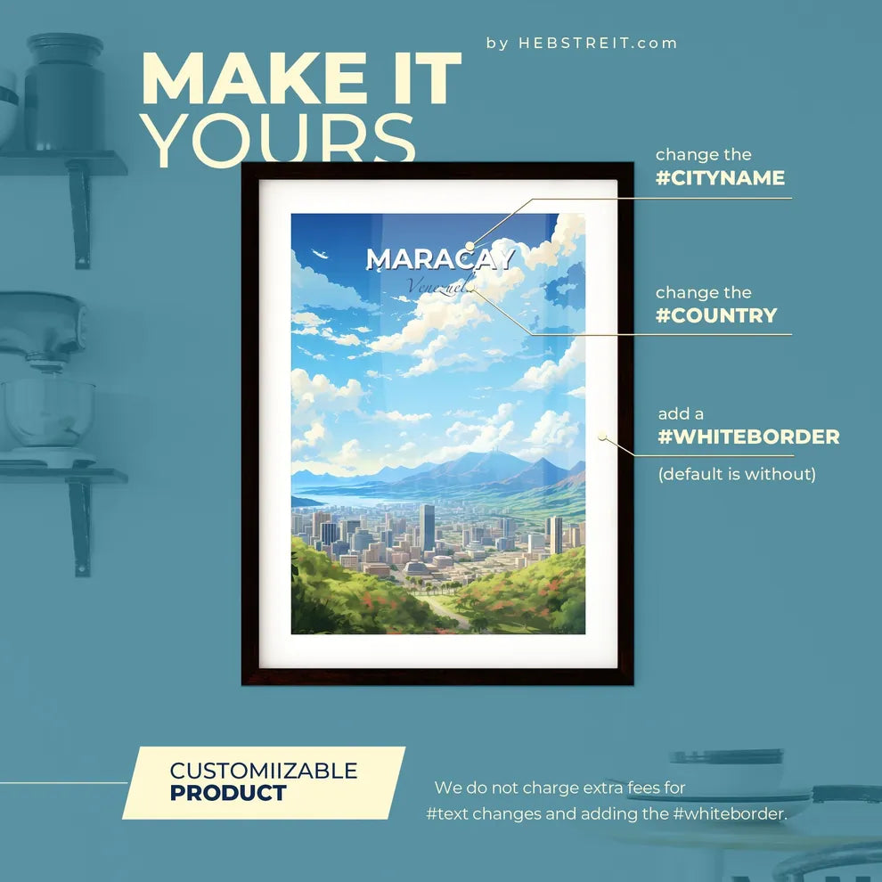 Maracay Venezuela Skyline - A Landscape Of A City With Mountains And Trees - Customizable Travel Gift Default Title