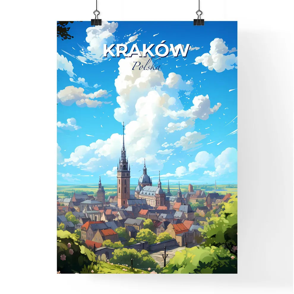 Krakw Polska Skyline - A City With A Tower And Trees - Customizable Travel Gift Default Title