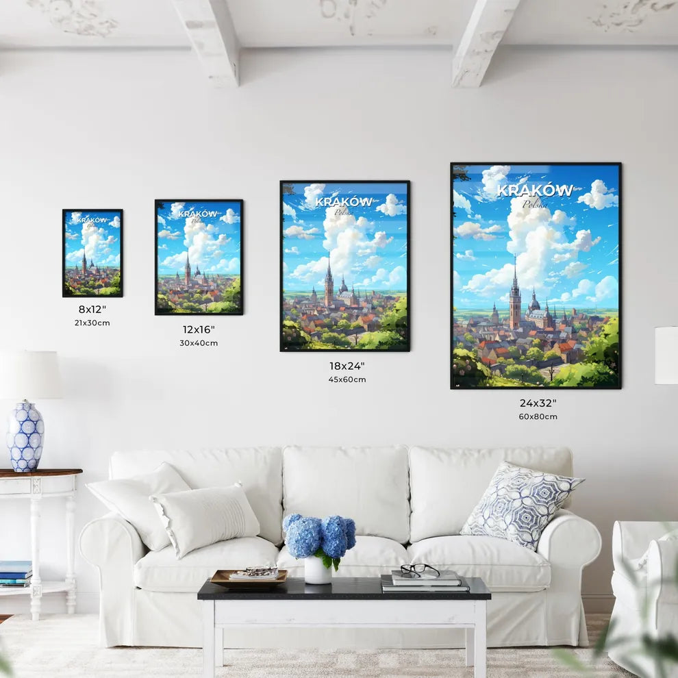 Krakw Polska Skyline - A City With A Tower And Trees - Customizable Travel Gift Default Title