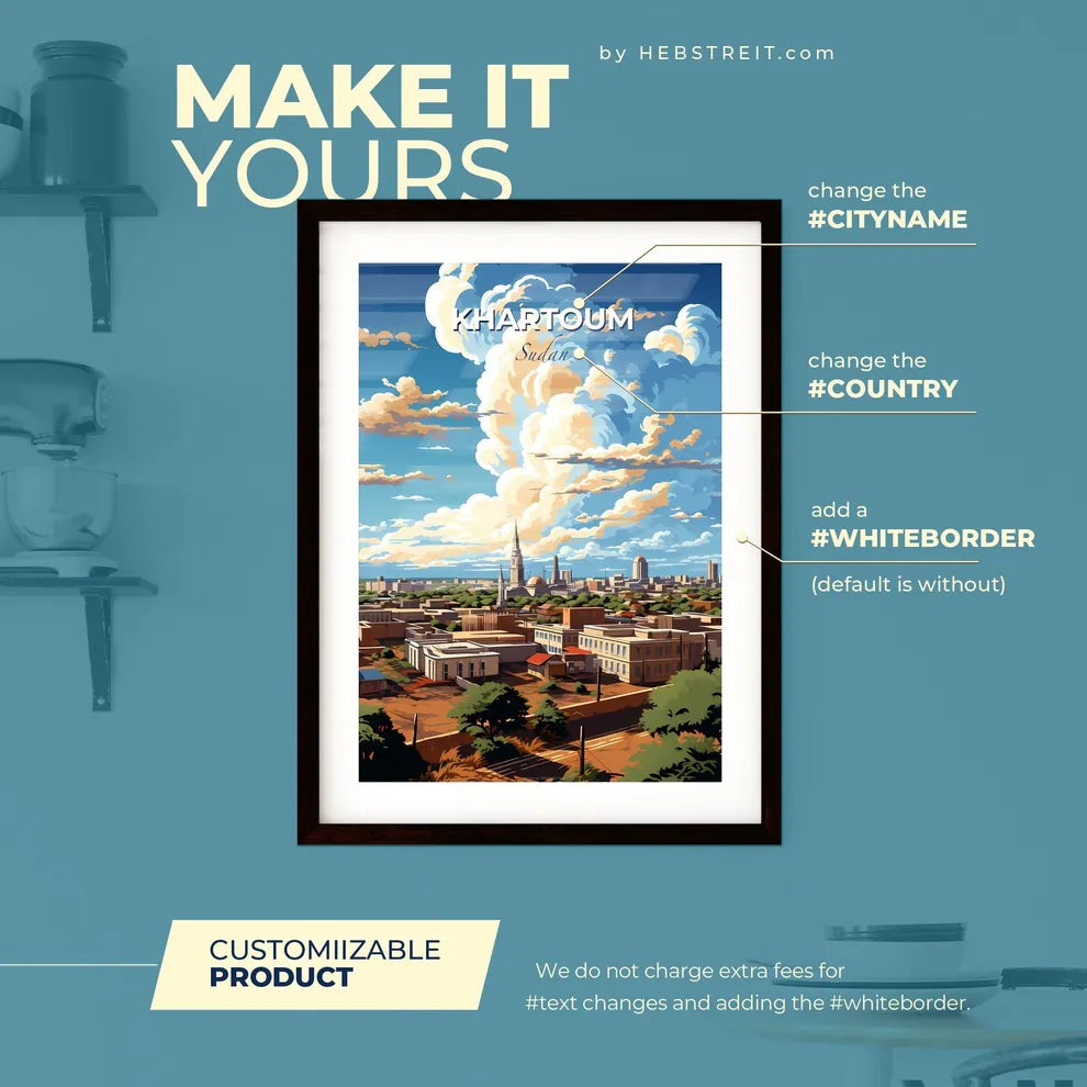 Khartoum Sudan Skyline - A City With Trees And Buildings - Customizable Travel Gift Default Title