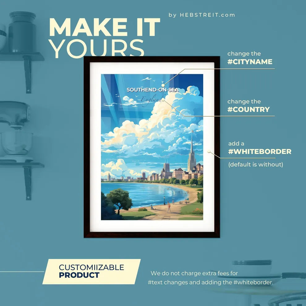 Southend-on-Sea England Skyline - A City By The Water - Customizable Travel Gift Default Title