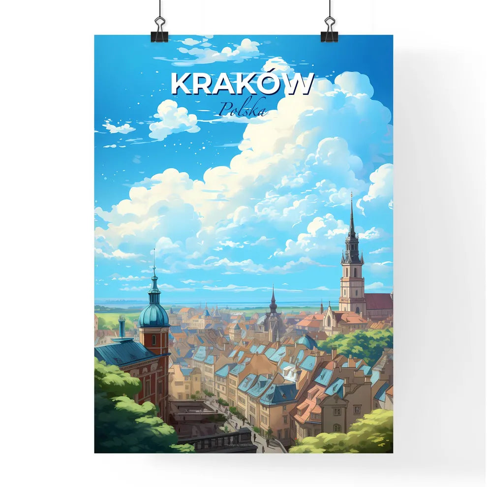 Krakw Polska Skyline - A City With Many Buildings And A Blue Sky With Clouds - Customizable Travel Gift Default Title