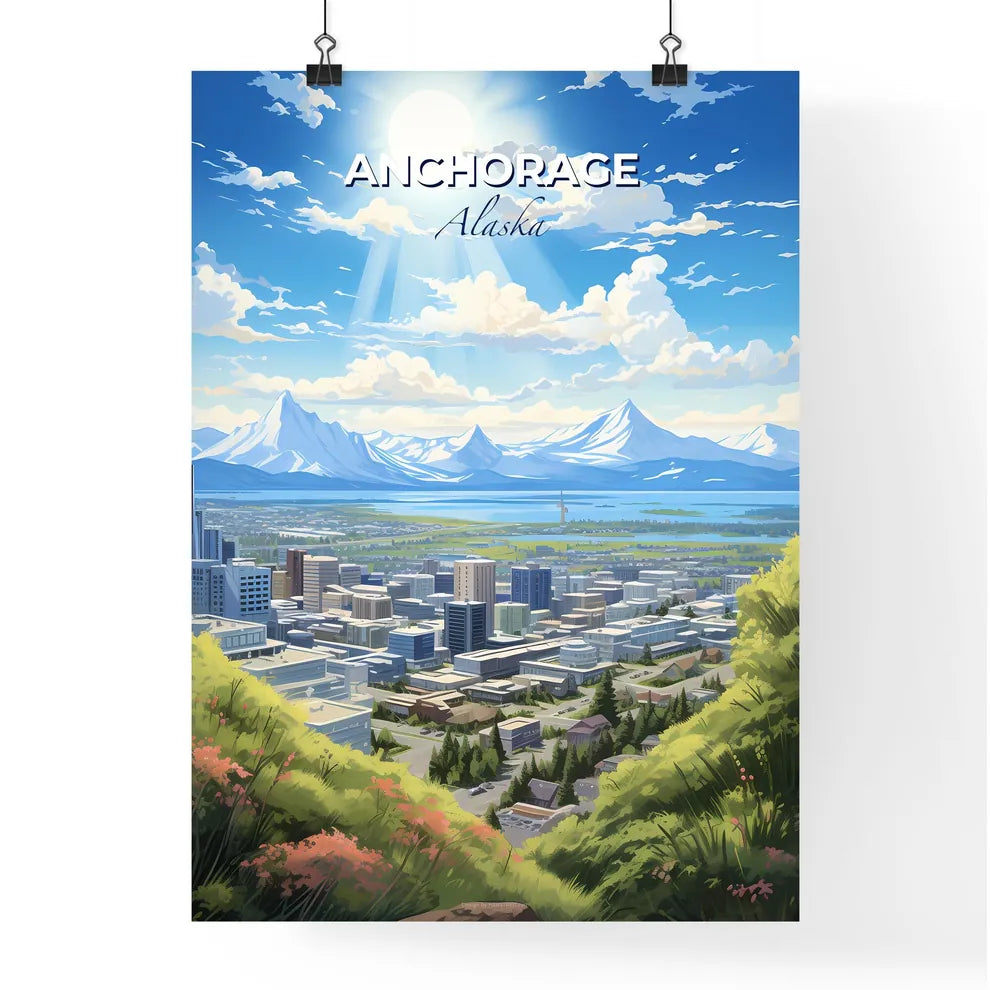 Anchorage Alaska Skyline - A Cityscape With Mountains And Water - Customizable Travel Gift Default Title