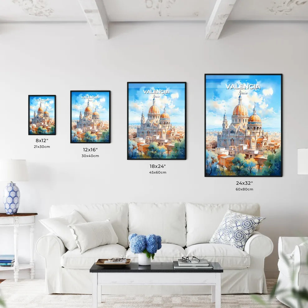 Valencia Spain Skyline - A Large Building With A Dome And A City In The Background - Customizable Travel Gift Default Title