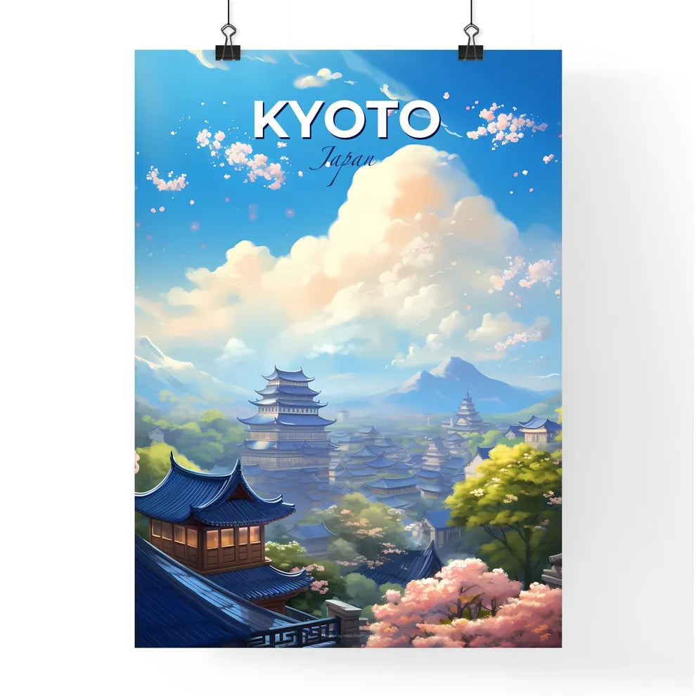 Kyoto Japan Skyline - A Landscape Of A City With Buildings And Trees - Customizable Travel Gift Default Title