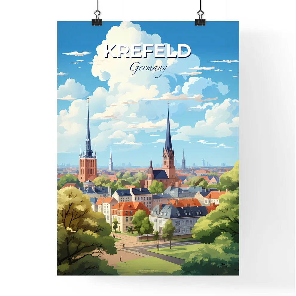 Krefeld Germany Skyline - A City With Trees And Buildings - Customizable Travel Gift Default Title
