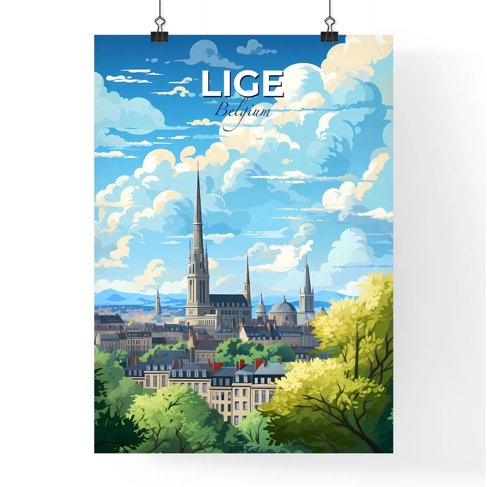 Lige Belgium Skyline - A City With Towers And Trees - Customizable Travel Gift Default Title