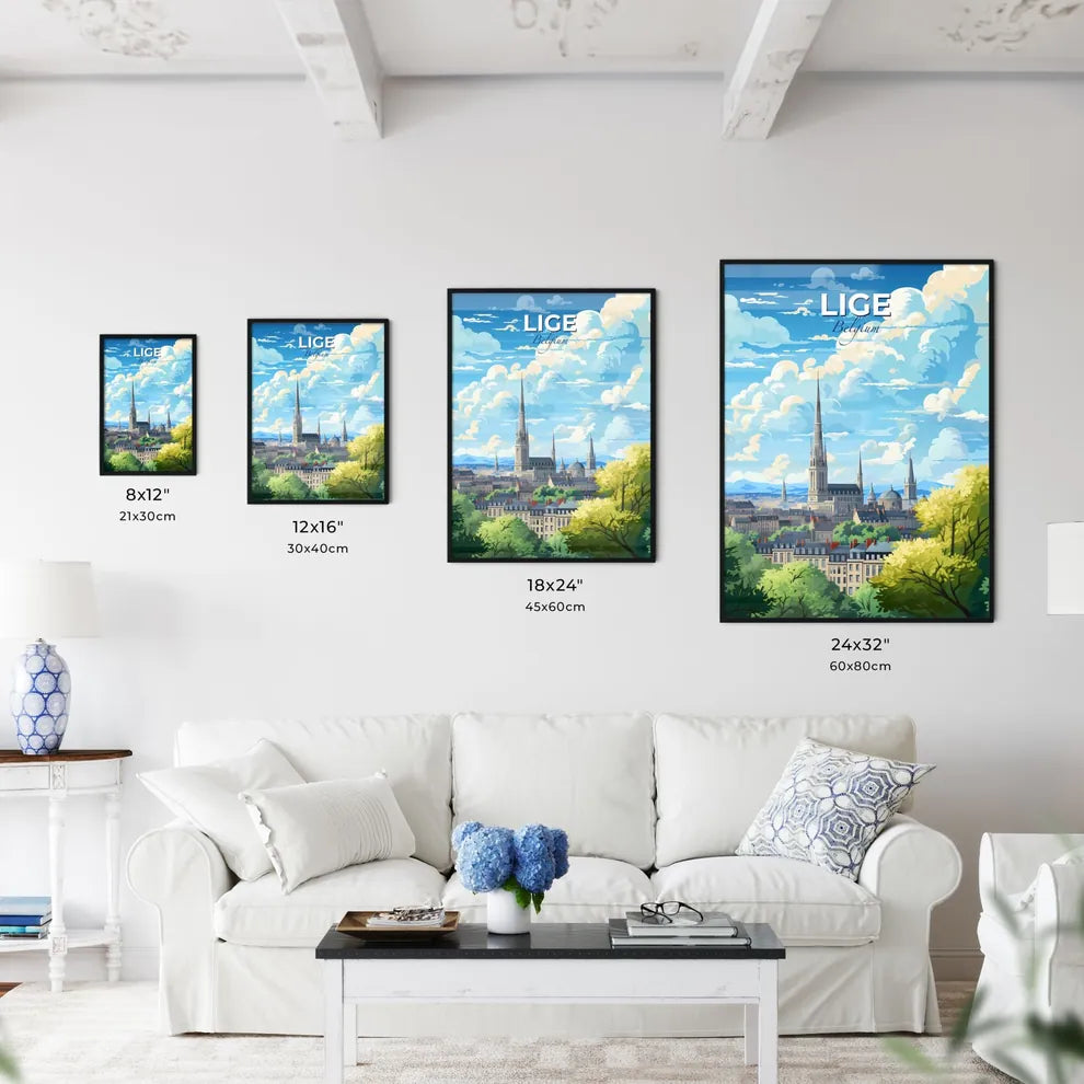 Lige Belgium Skyline - A City With Towers And Trees - Customizable Travel Gift Default Title