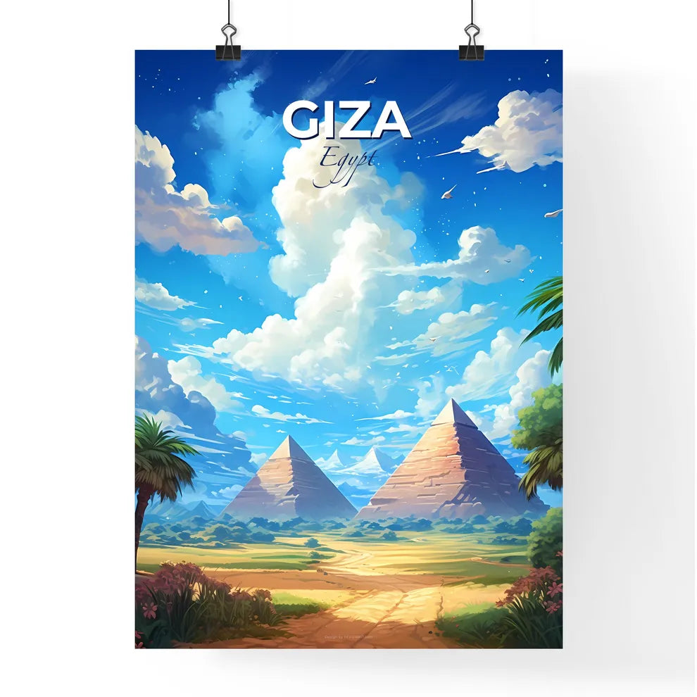 Giza Egypt Skyline - A Landscape Of Pyramids And Palm Trees - Customizable Travel Gift Default Title